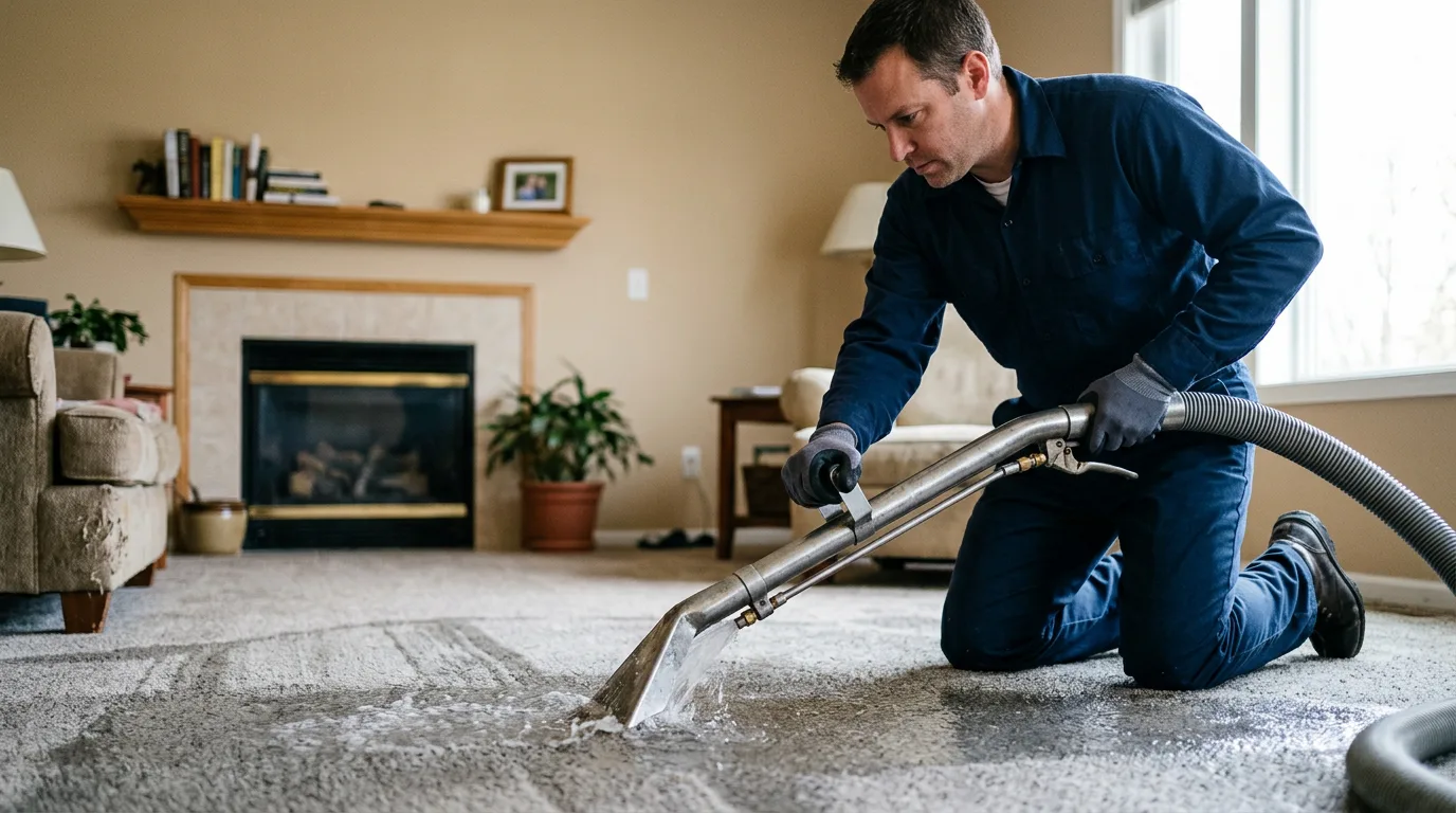 Water damage restoration technician working near Maple Lake, MN